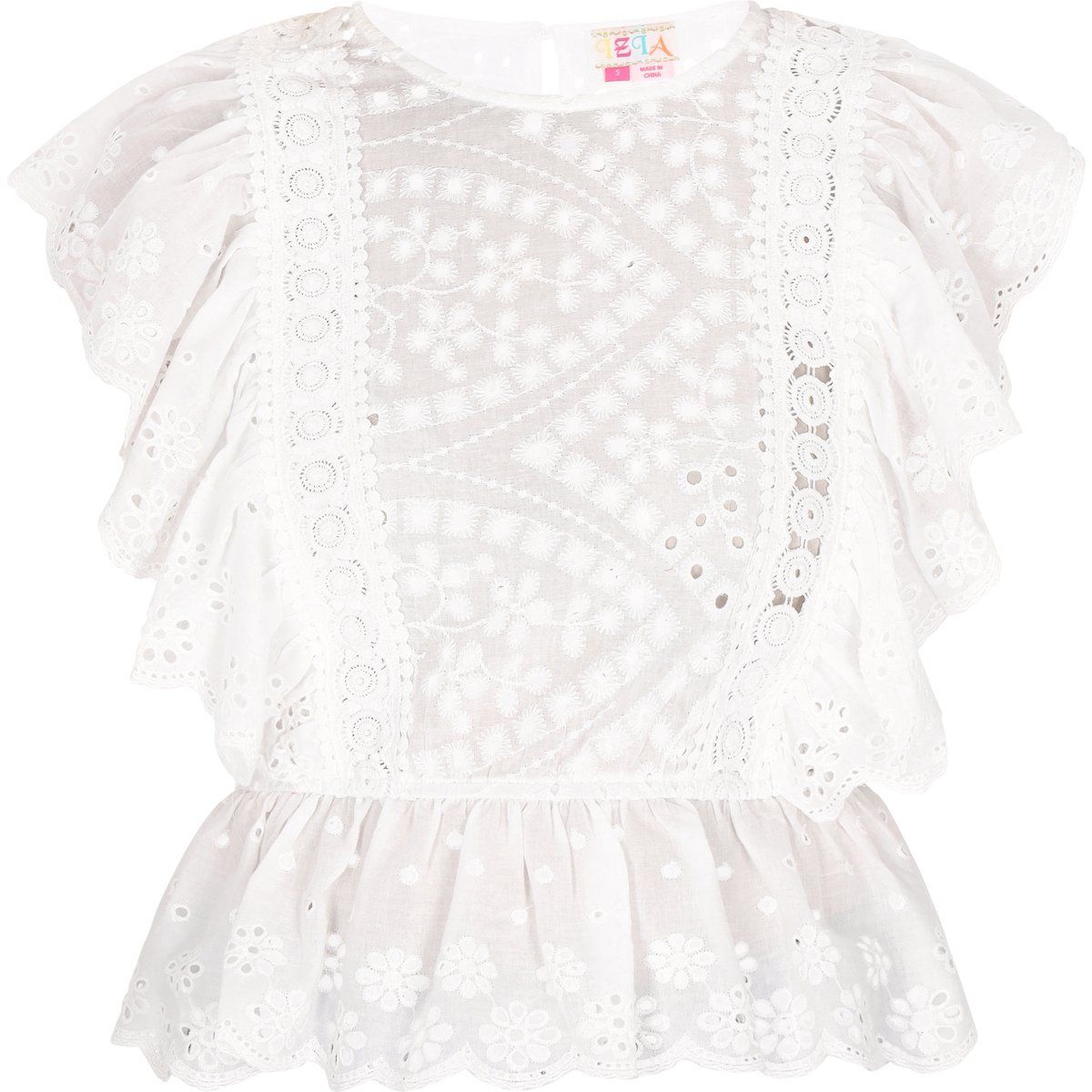 Schößchen-Bluse mit Lochstickerei
