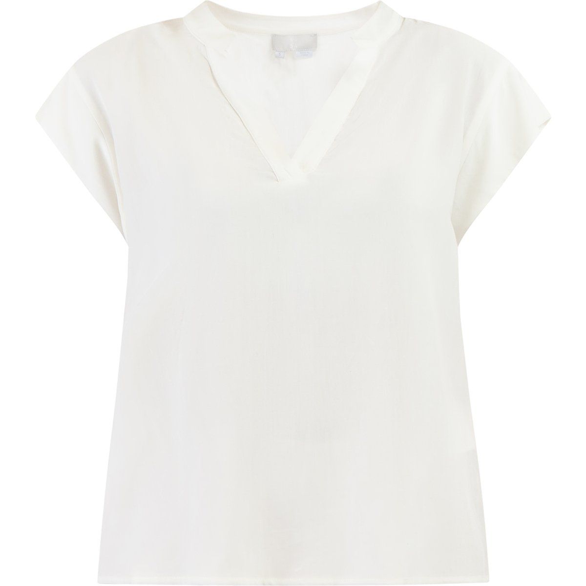 V-Ausschnitt Bluse mit Stehkragen