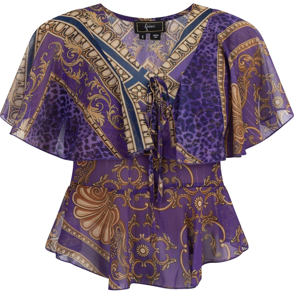 Schößchenbluse mit Renaissance-Animal-Print