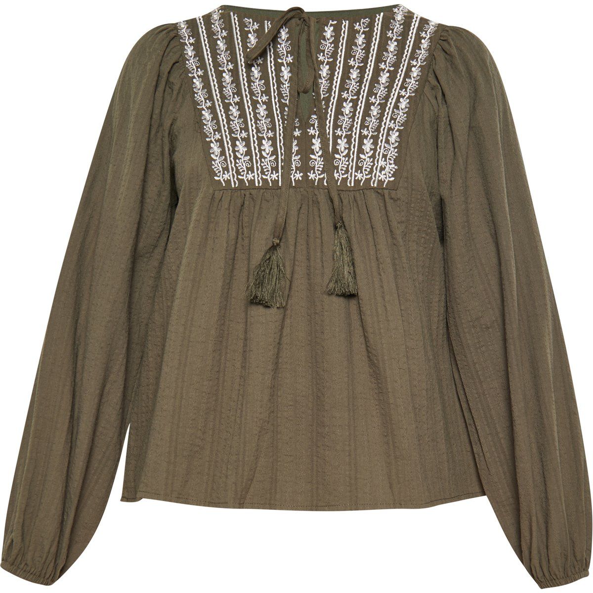 Bestickte Bluse mit Laternenärmeln