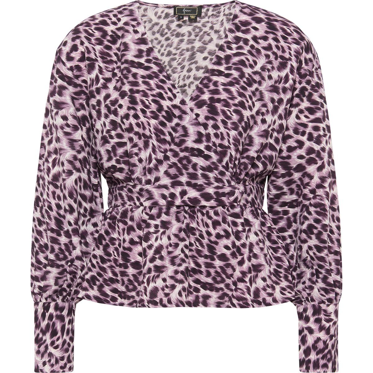 Peplum-Bluse in Wickeloptik mit Leopardenmuster