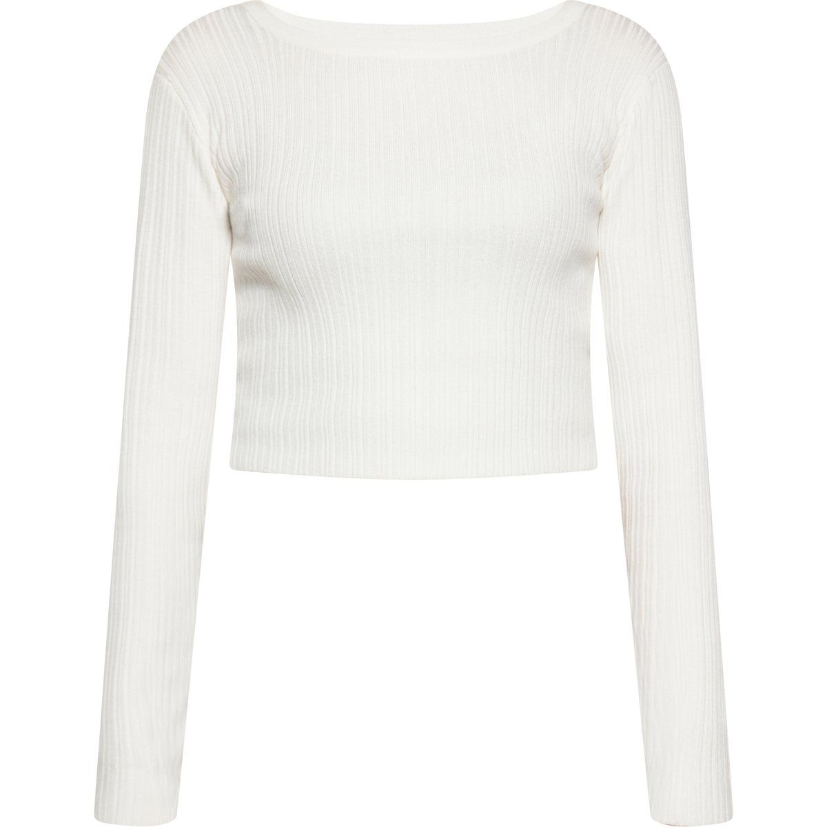 Geripptes langärmliges Crop-Top