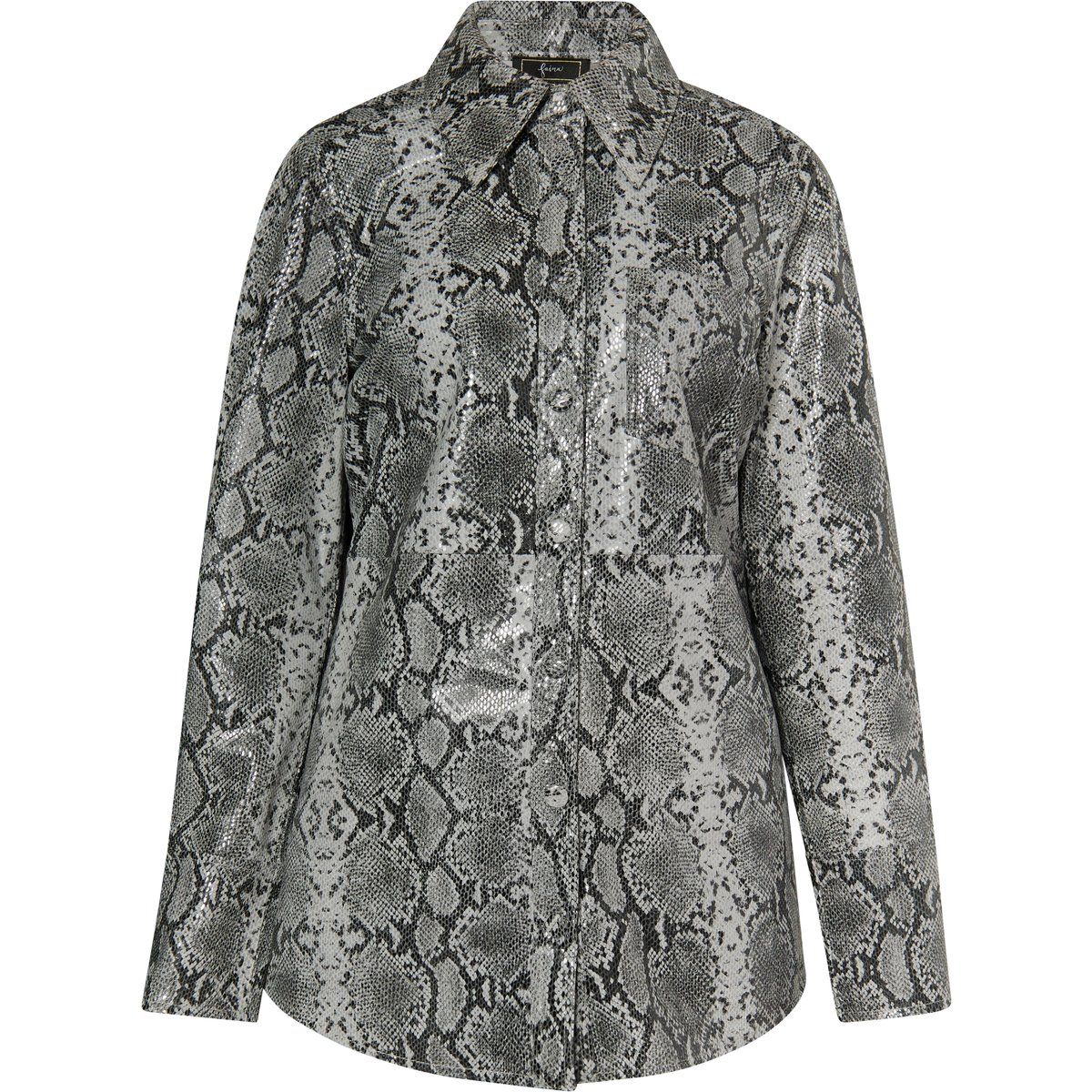 Leder-Overshirt mit Schlangenmuster-Prägung