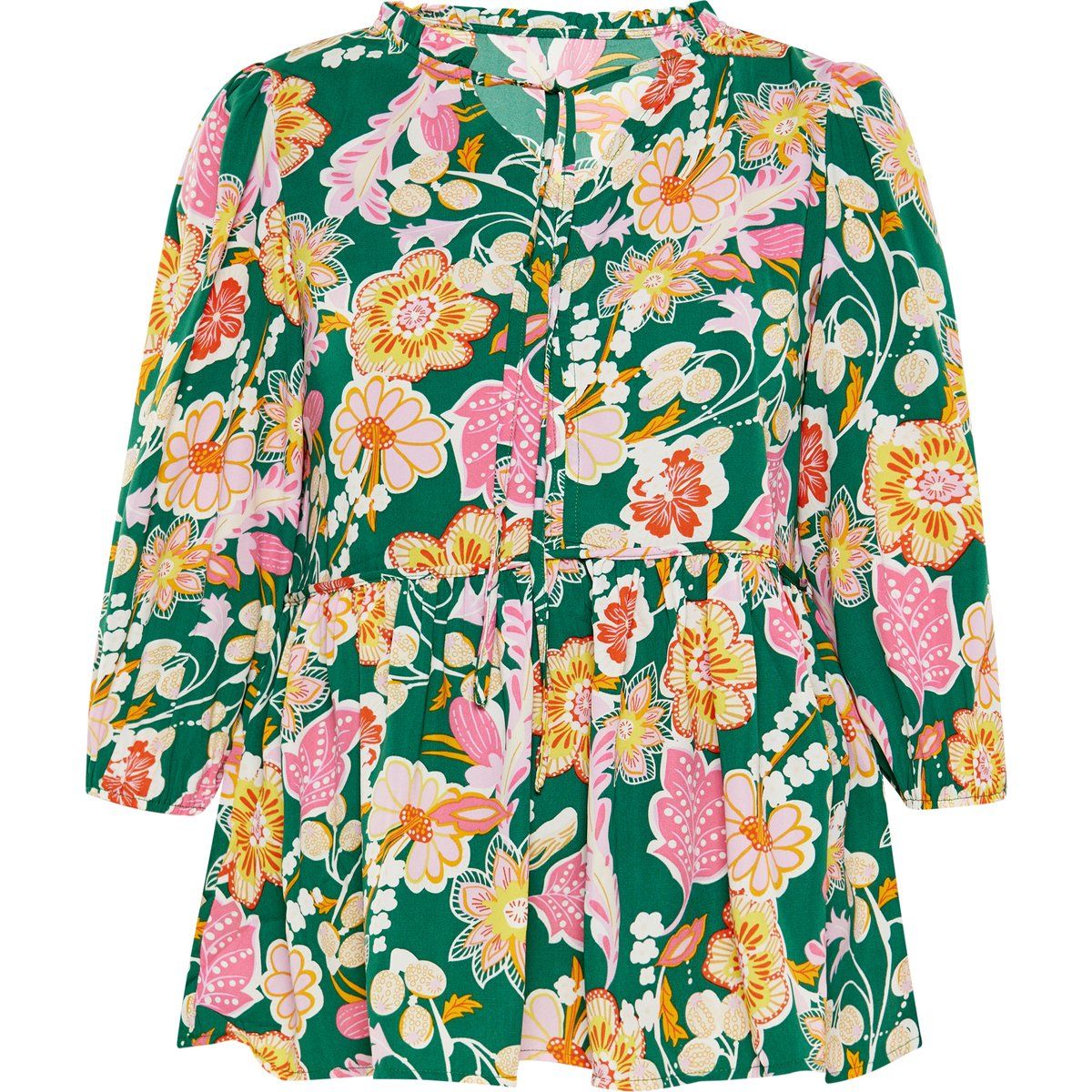 Boho-Bluse mit Blumenmuster und Schößchen