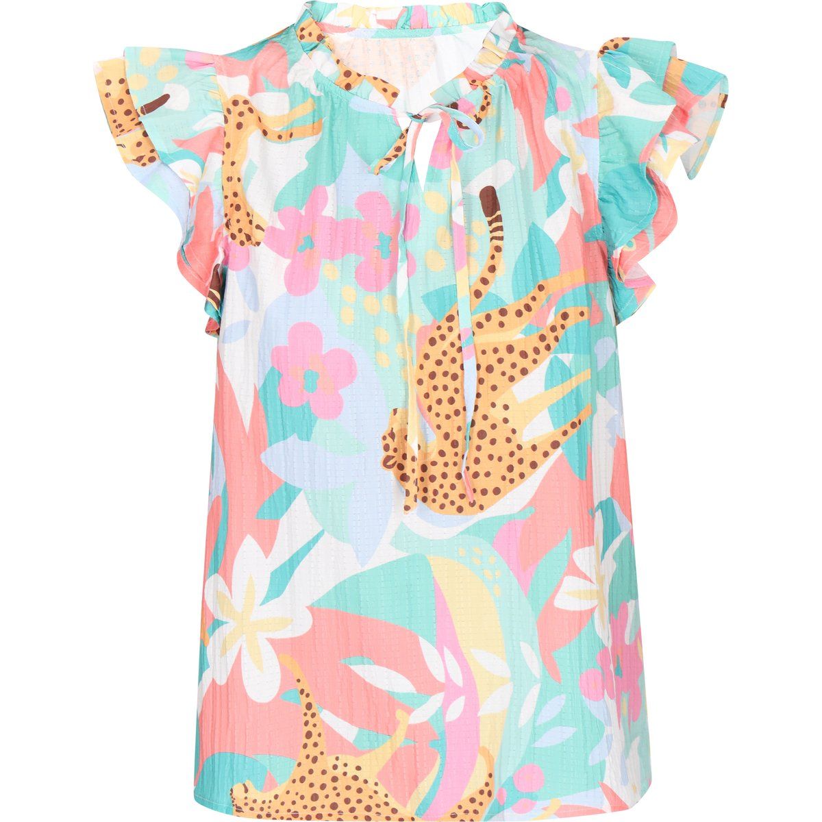 Boho Bluse mit Blumenmuster und Volantärmeln
