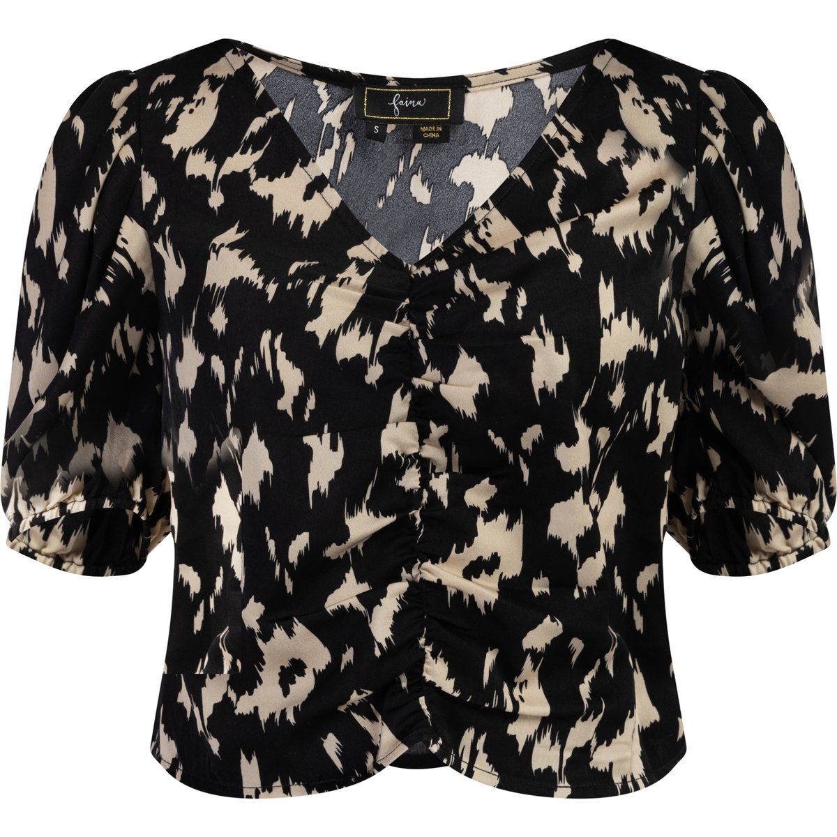 Drapierte Bluse mit abstraktem Print