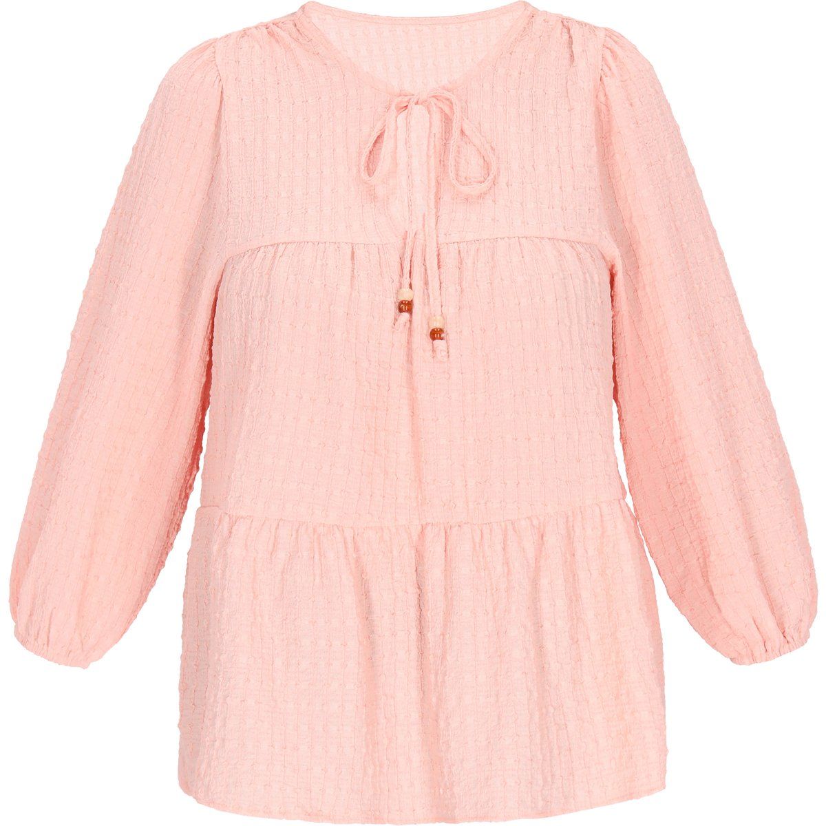 Gestufte Bluse mit Puffärmeln und Struktur