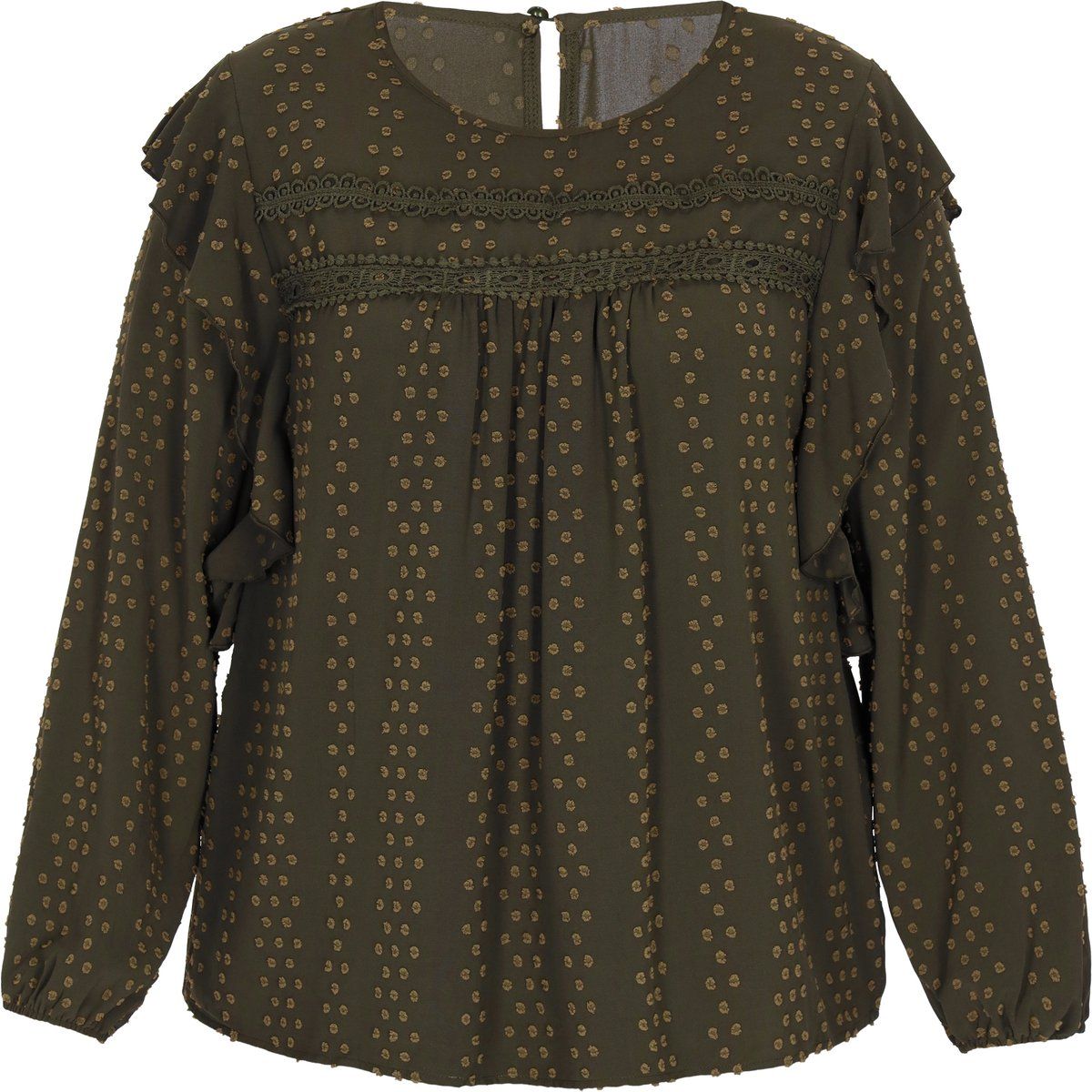 Gepunktete Bluse mit Rüschendetails