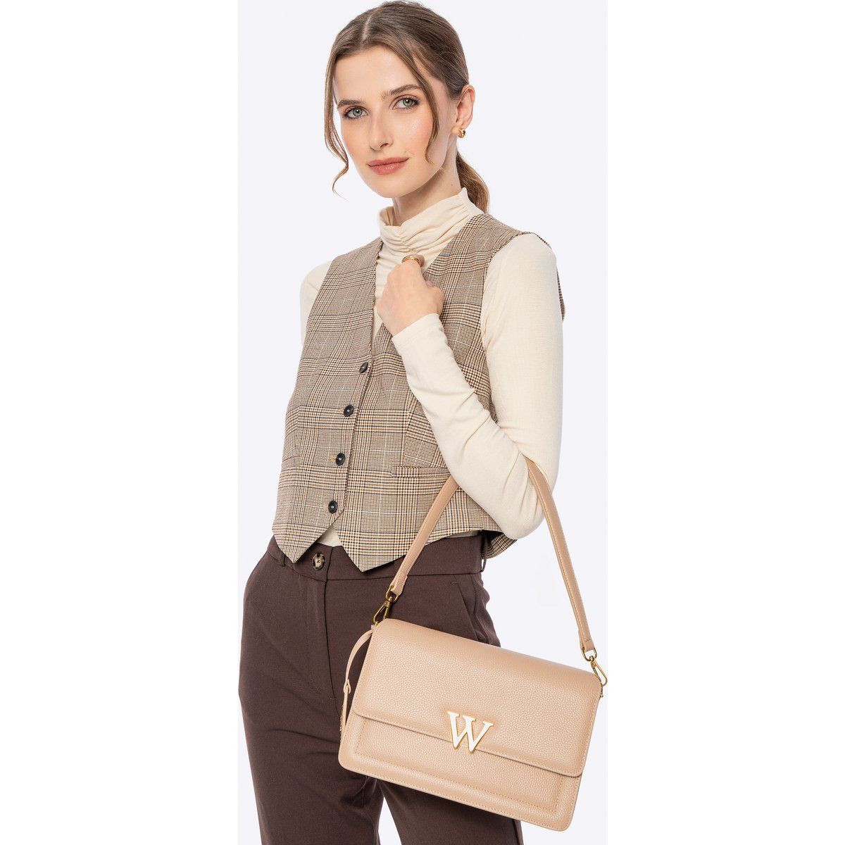 Minimalistische Handtasche aus Narbenleder