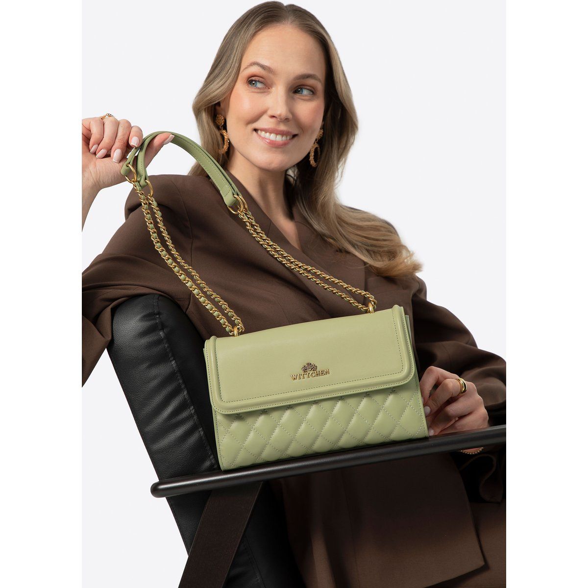 Elegante gesteppte Leder-Umhängetasche