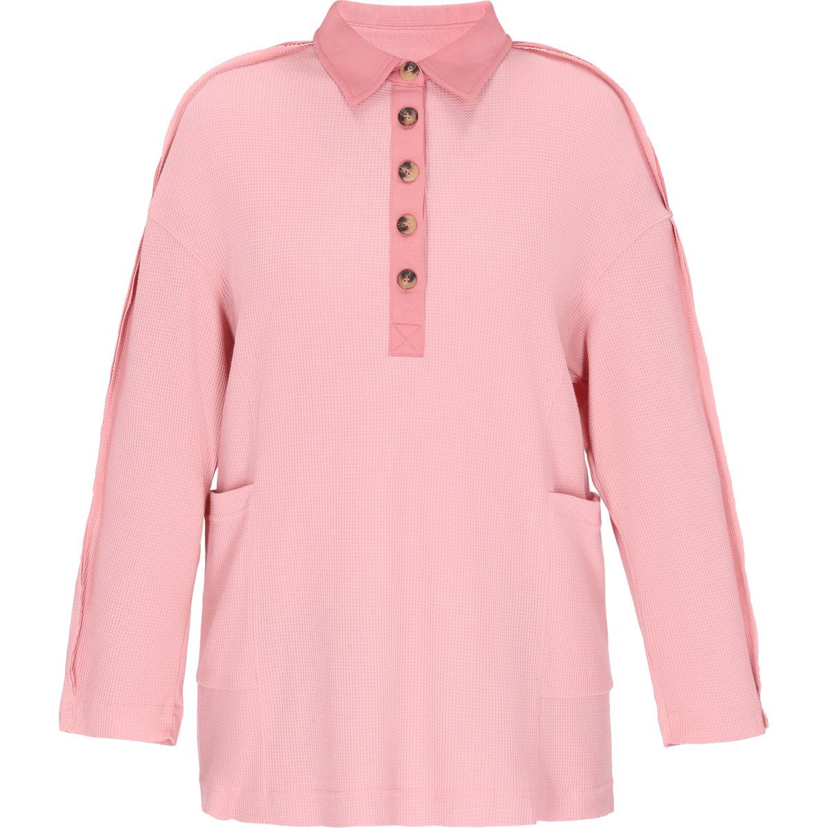 Langarm-Poloshirt aus Waffelstrick