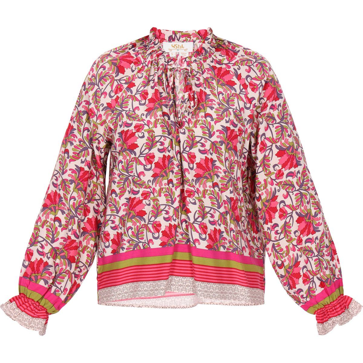 Boho-Bluse mit Blumenmuster und Kordelzug