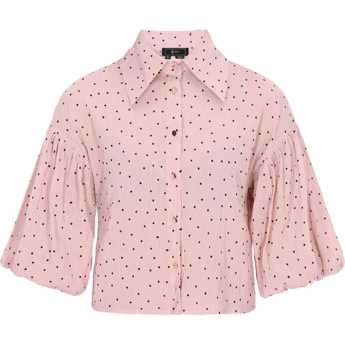 Elegante Polka-Dot-Bluse mit Puffärmeln
