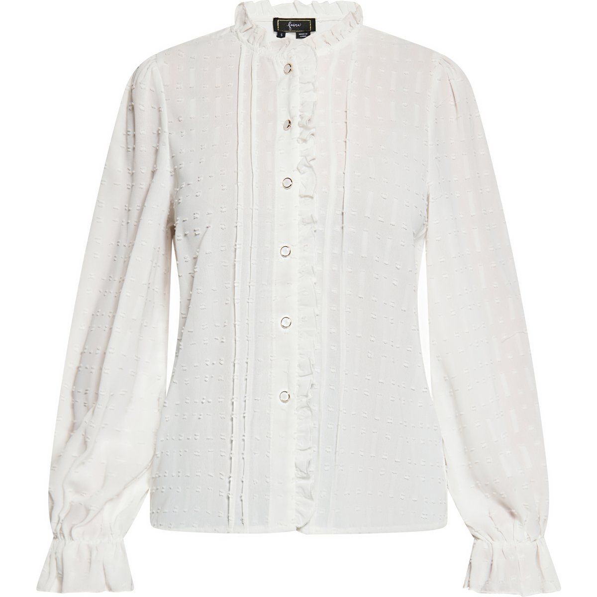 Romantische Dobby-Bluse mit Rüschen