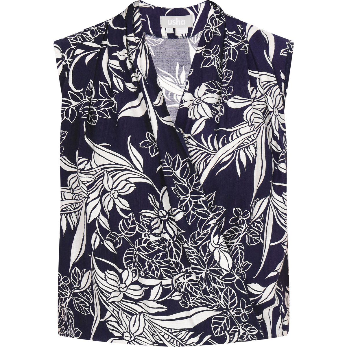 Elegante ärmellose Wickelbluse mit Blumenmuster