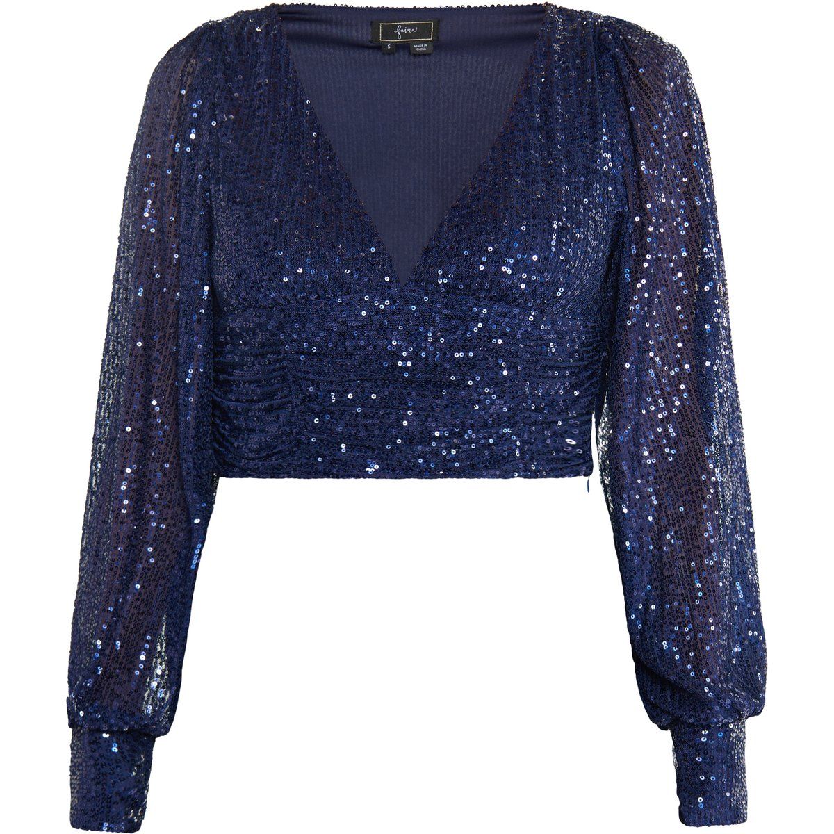 Pailletten-Crop-Top mit V-Ausschnitt