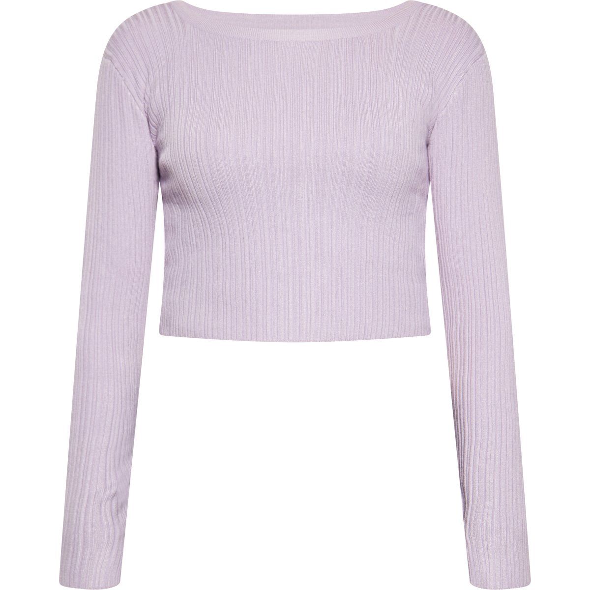 Gerippte Langarm-Crop-Bluse
