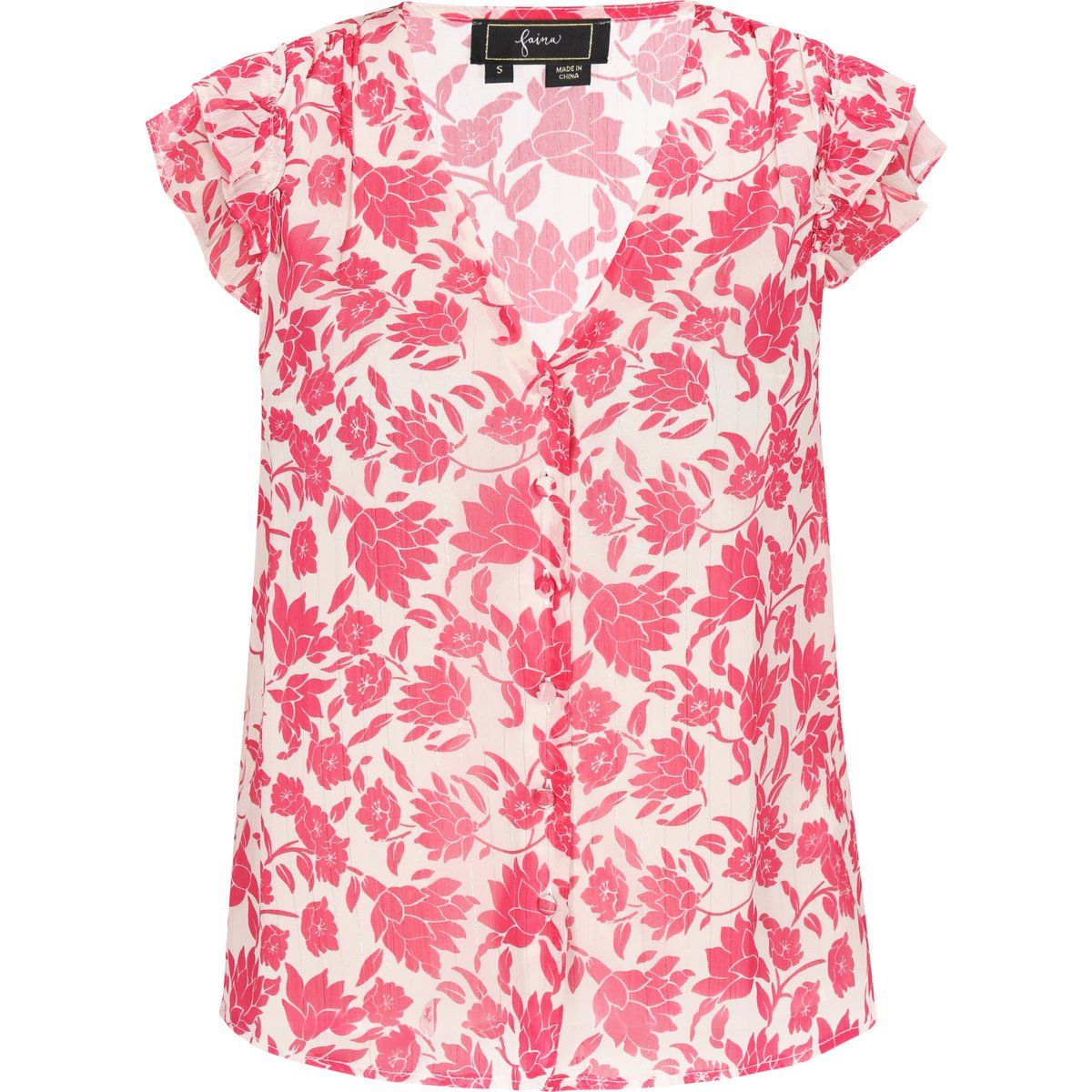 Florale Chiffonbluse mit Rüschen