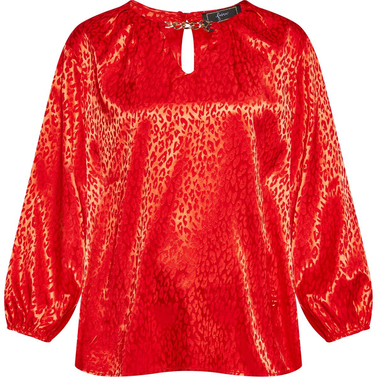Elegante Leopard-Jacquard-Bluse mit Kette