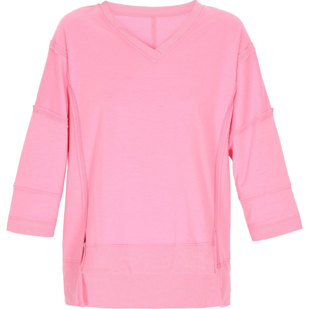 Oversize V-Ausschnitt Sweatshirt mit offenen Nähten