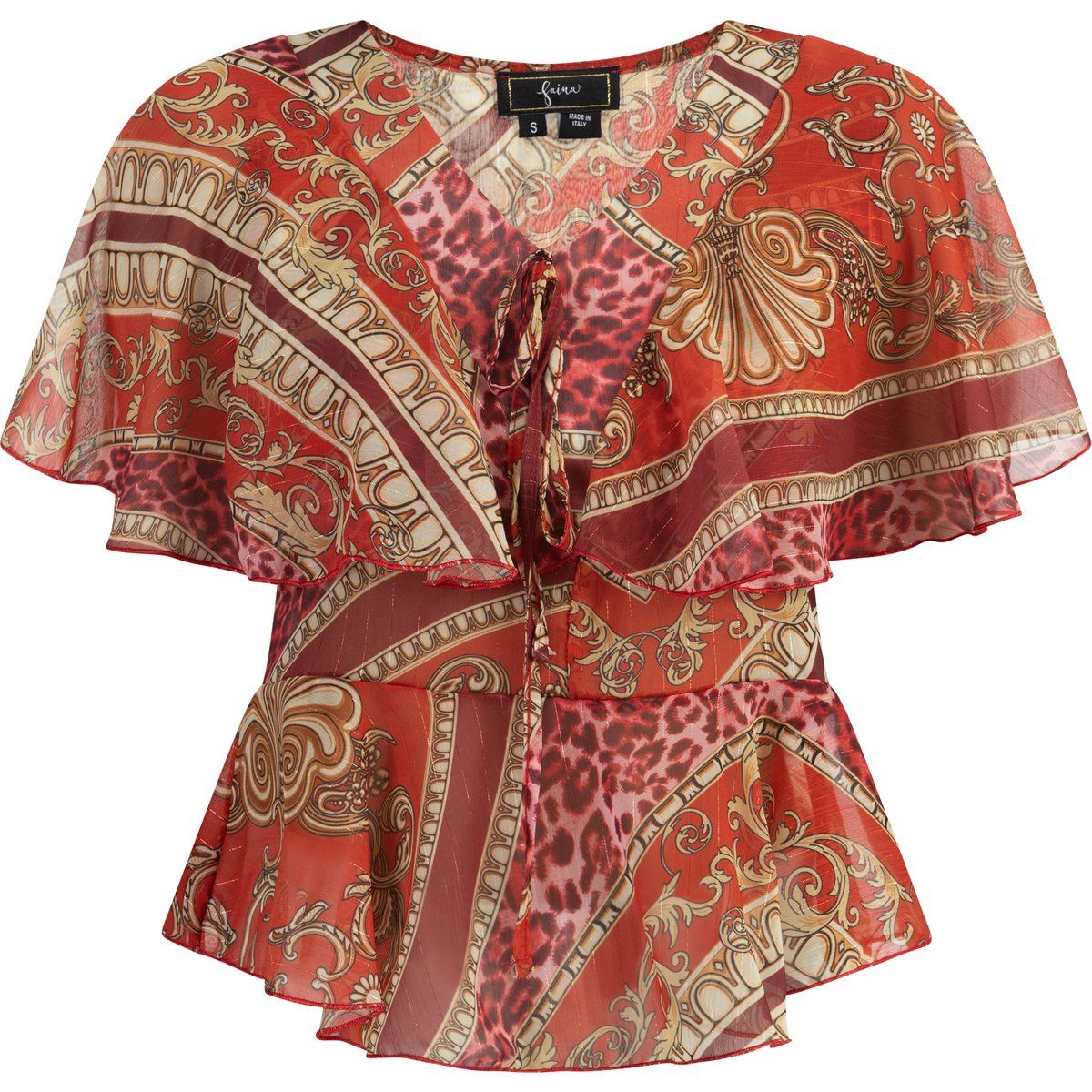Schößchenbluse mit Renaissance Animal Print