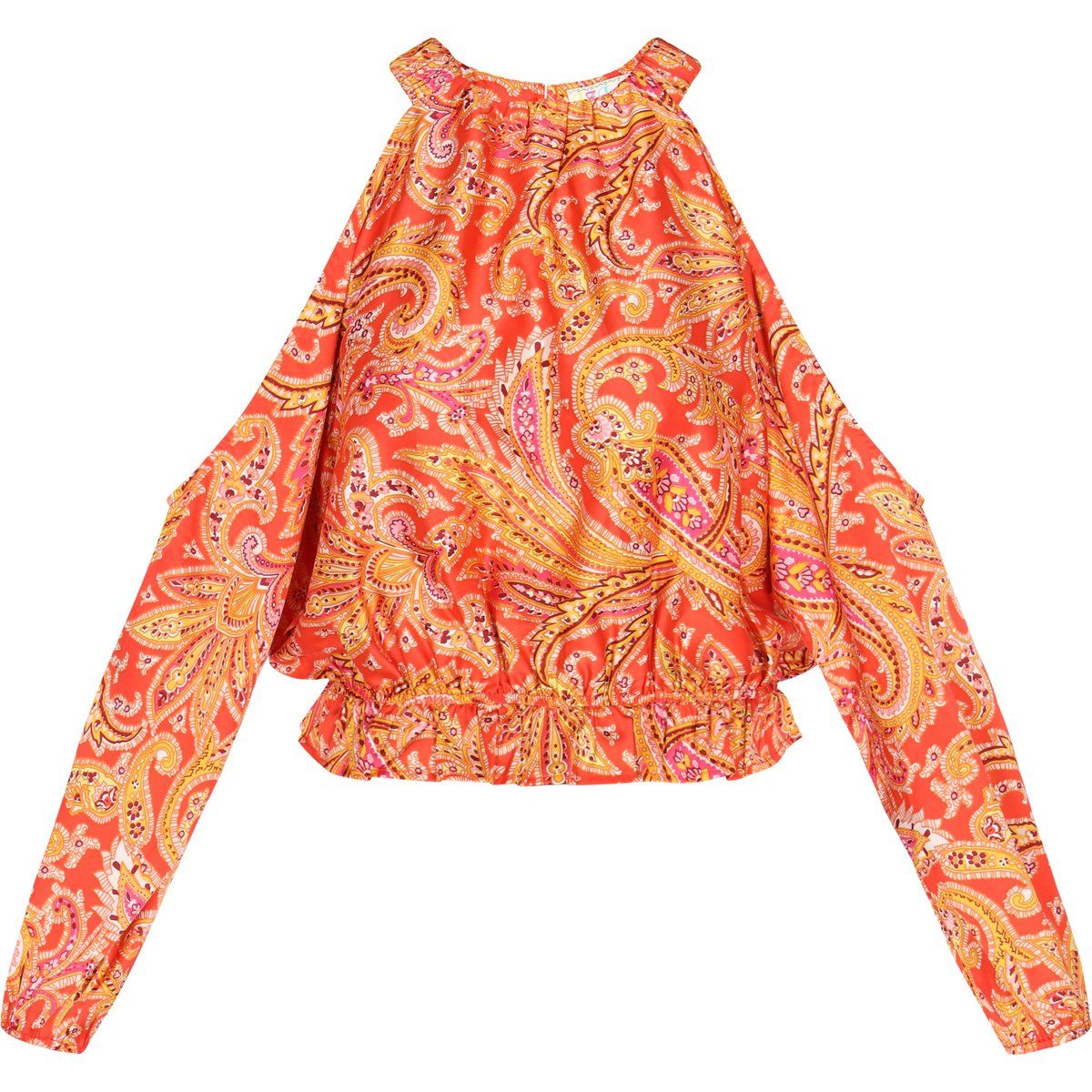 Leuchtendes Paisley-Halterneck mit Cut-outs
