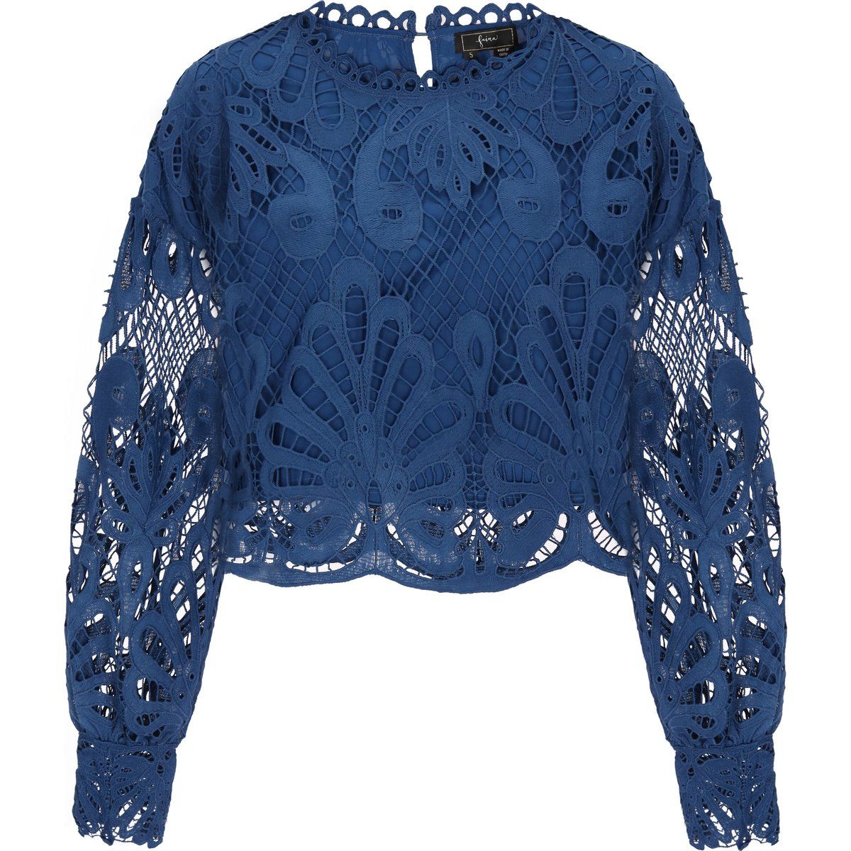Filigrane Spitzenbluse mit Laternenärmeln