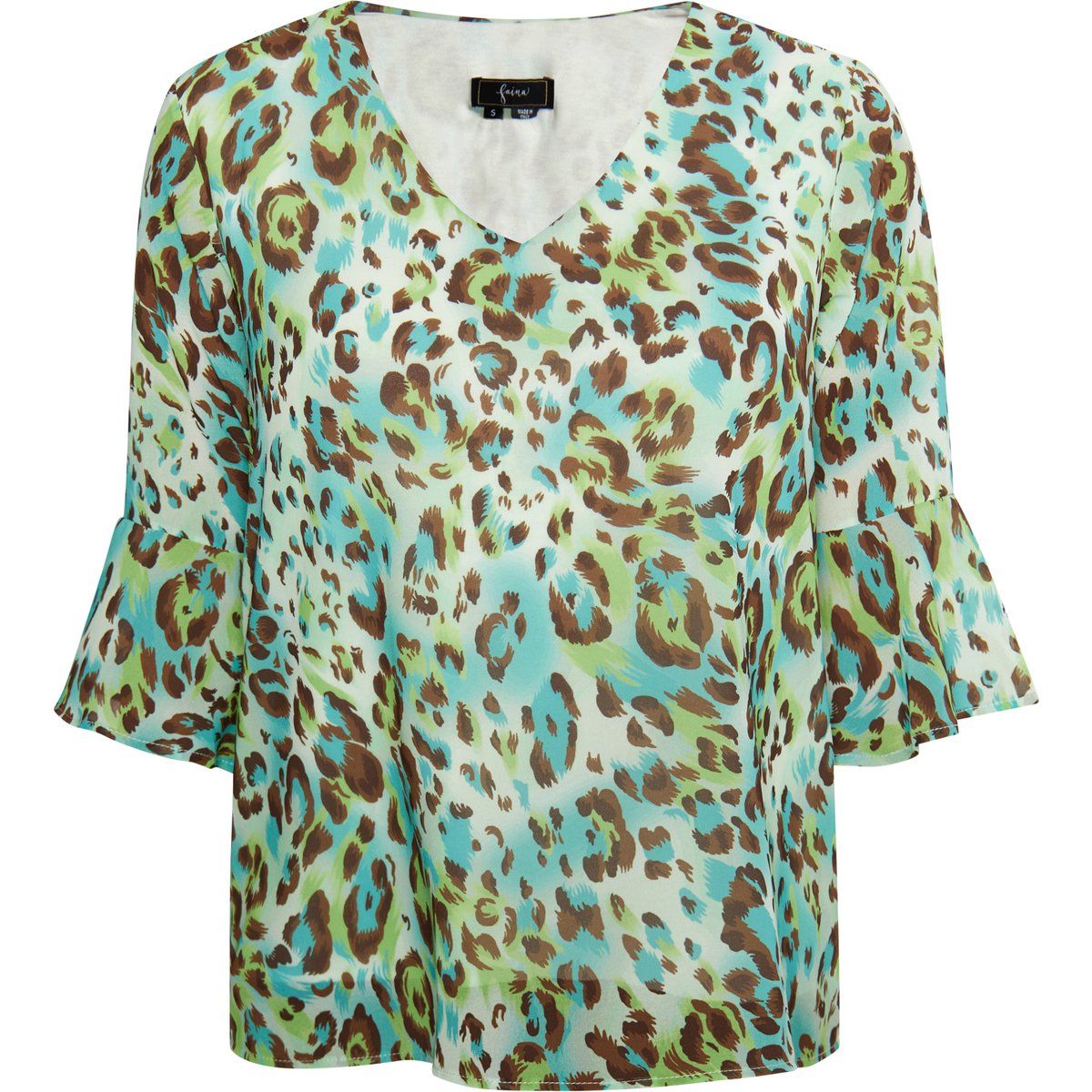 Leopardenmuster Bluse mit Volant Ärmeln