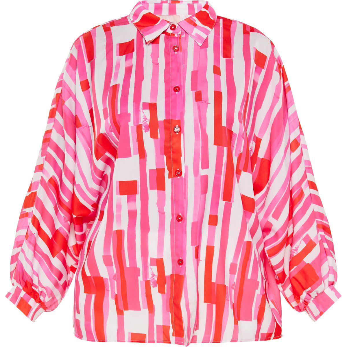 Bluse mit geometrischem Muster und Fledermausärmeln