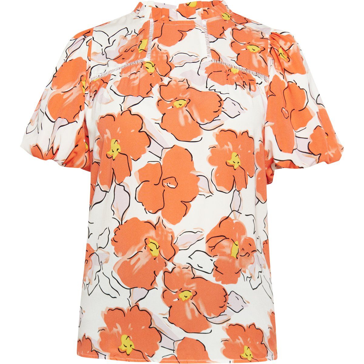 Boho-Bluse mit Blumenmuster und Puffärmeln