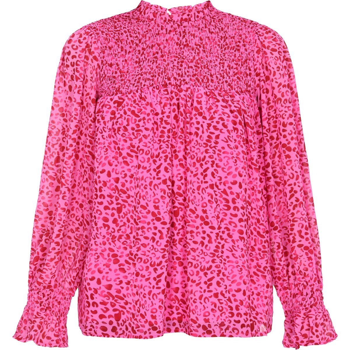 Bluse mit Rüschen und Leopardenprint