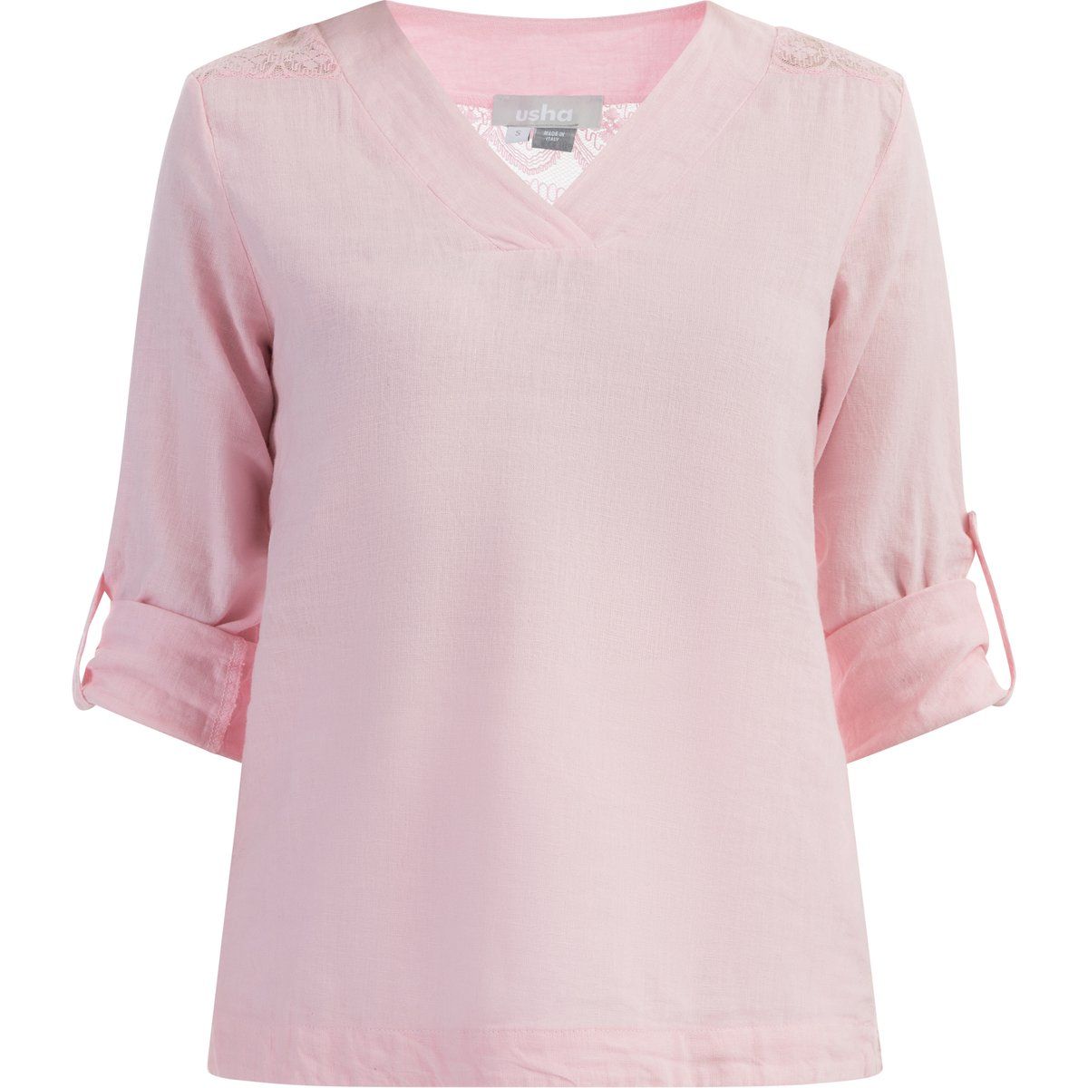 Leichte Leinenbluse mit Spitzeneinsatz