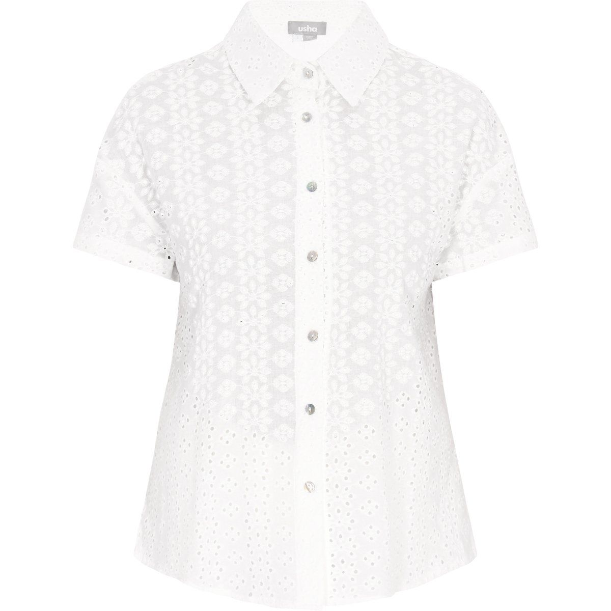 Bluse mit floraler Lochstickerei