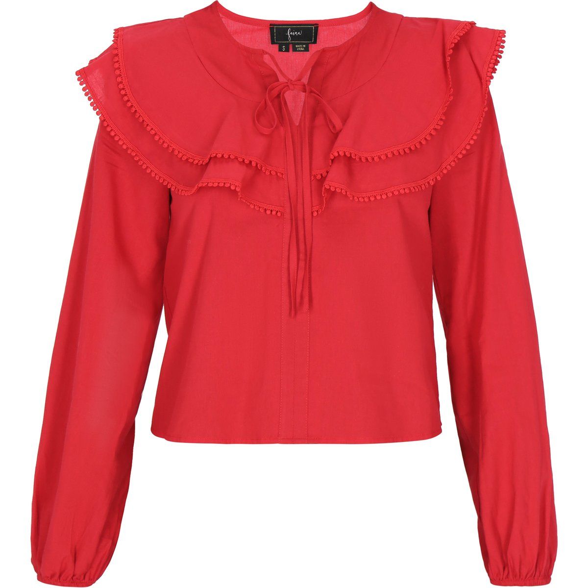 Rüschenbluse mit Bindedetail