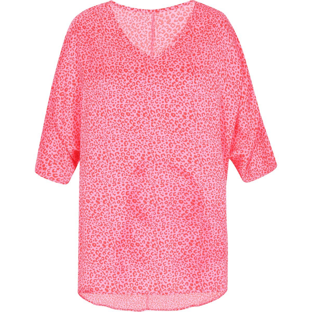 V-Ausschnitt Bluse mit Leopardenmuster