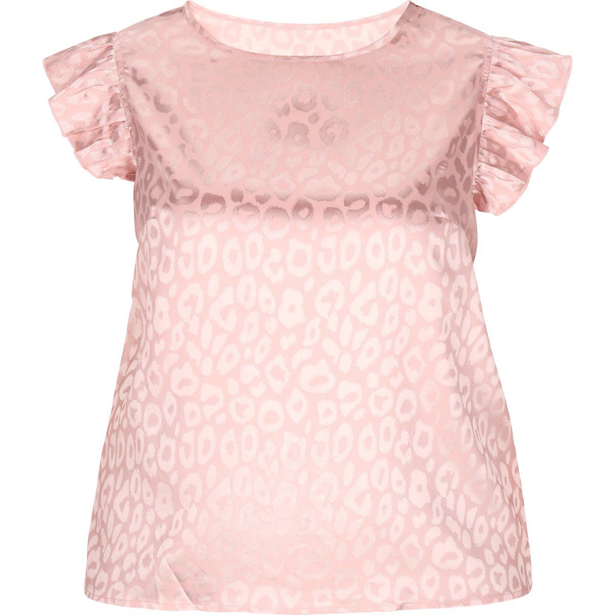 Jacquard-Leopardenbluse mit Rüschen