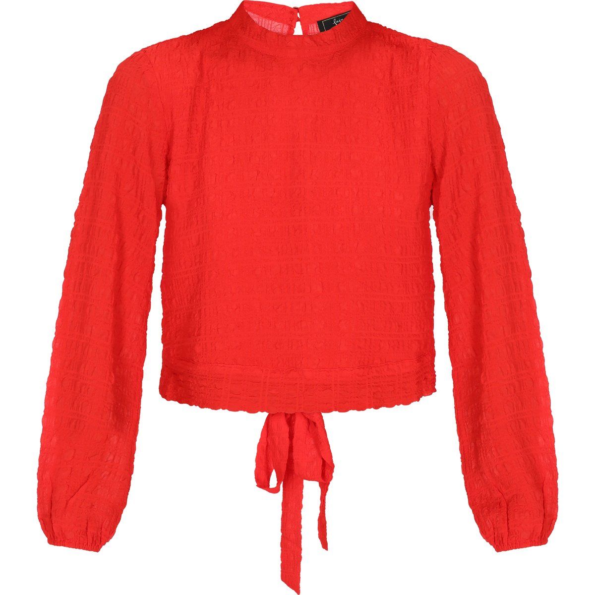 Stehkragenbluse mit Rückenschleife