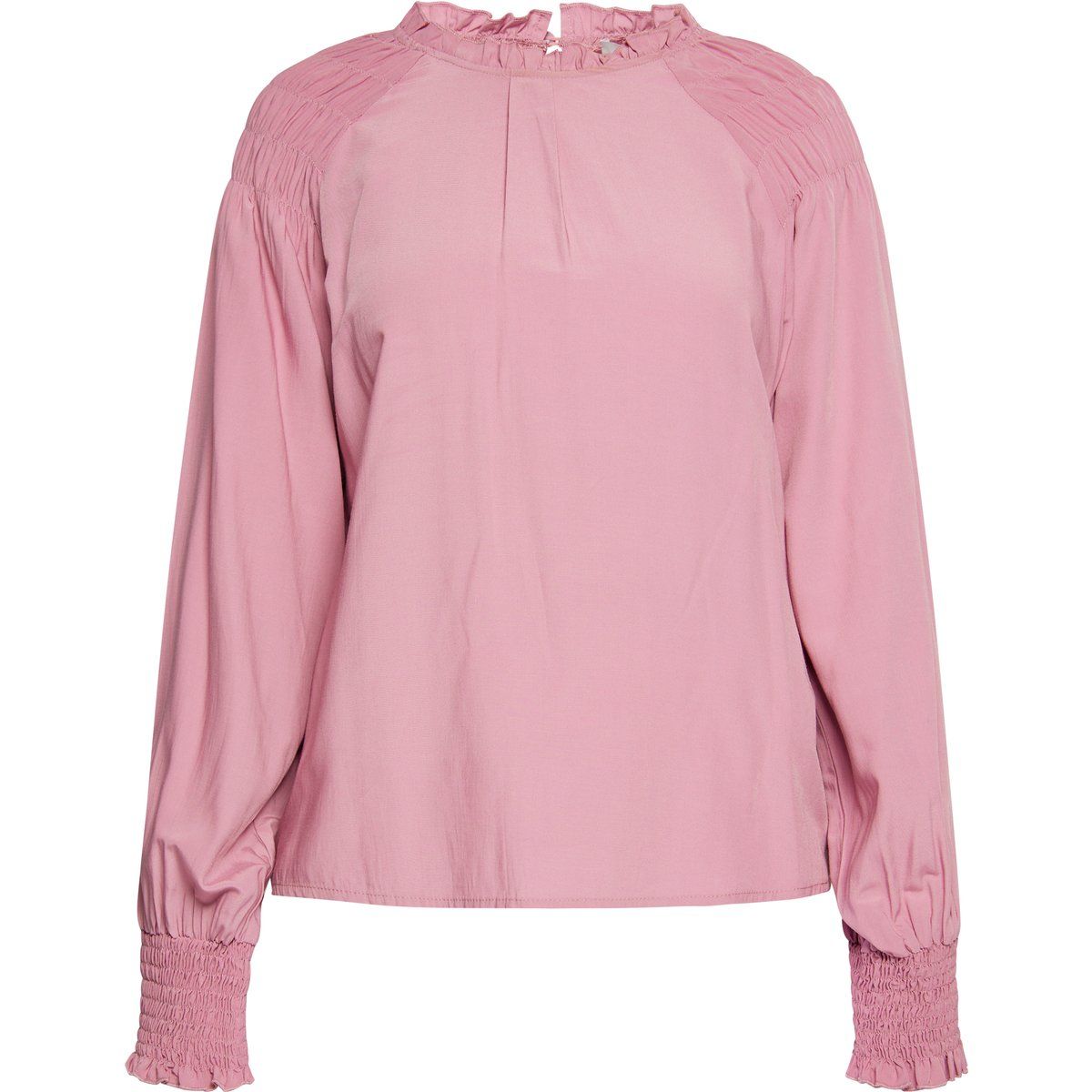 Bluse mit Rüschenkragen und Smokdetails
