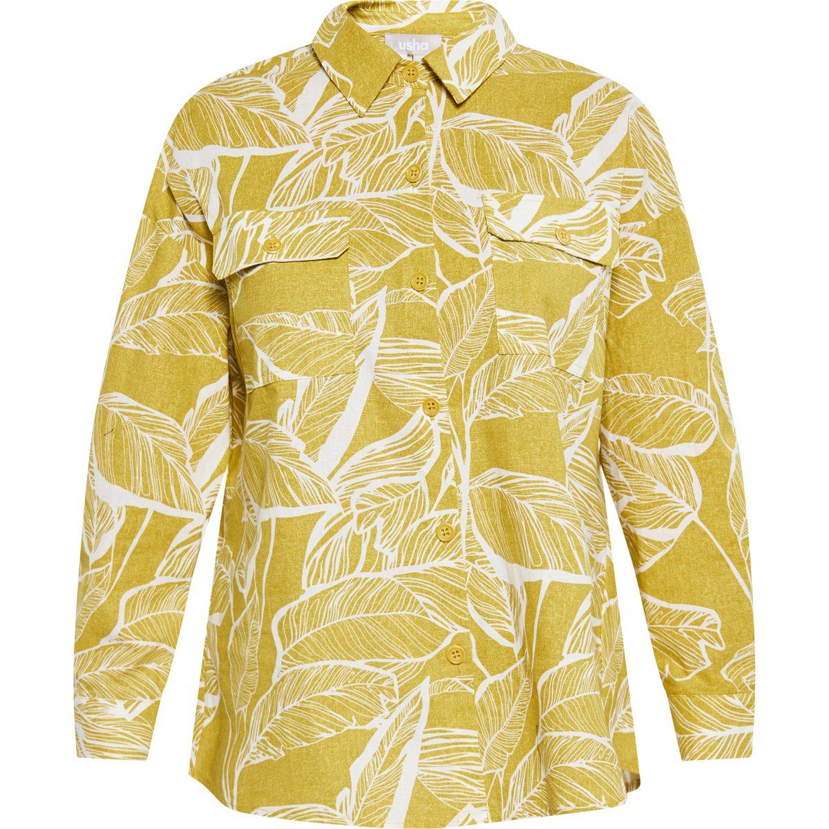 Utility-Bluse mit tropischem Blattmuster