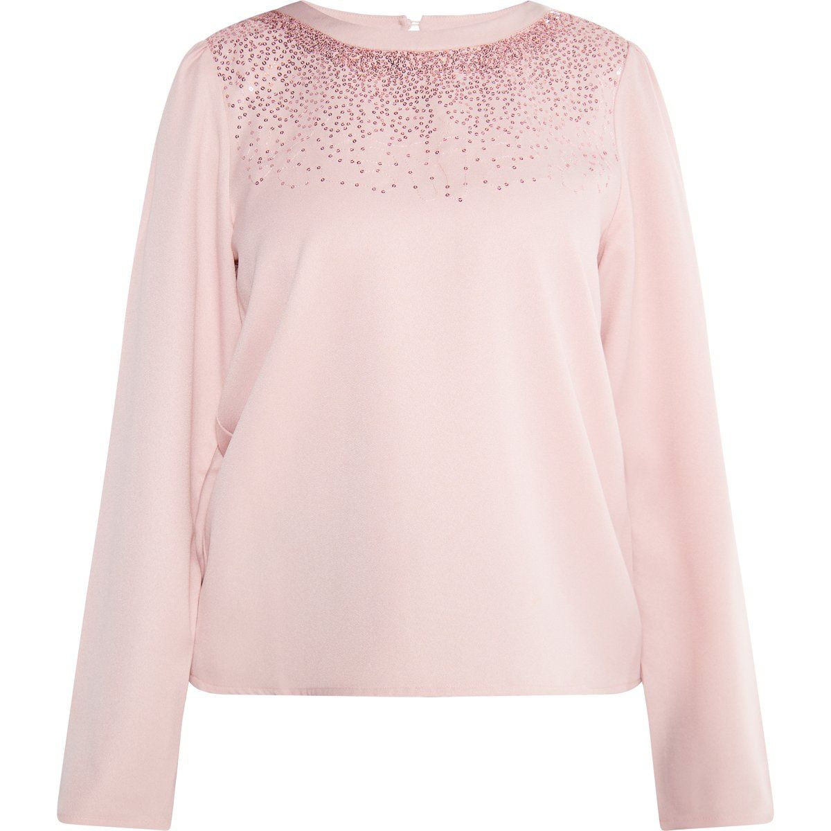 Paillettenbesetzte Bluse mit Puffärmeln