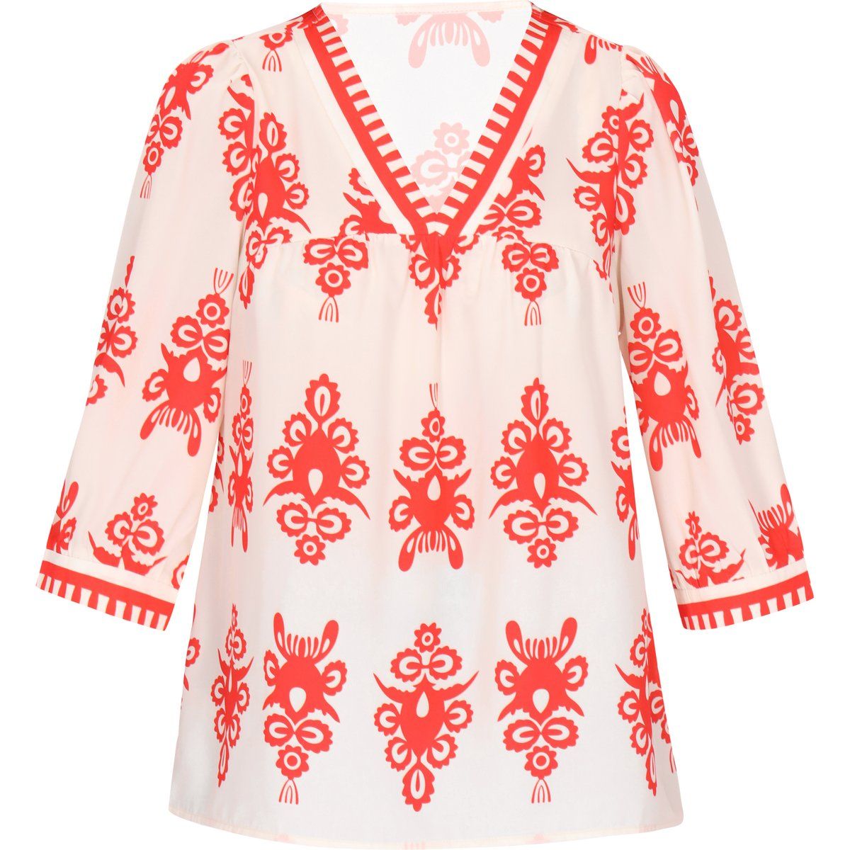 Boho-Bluse mit V-Ausschnitt und Print
