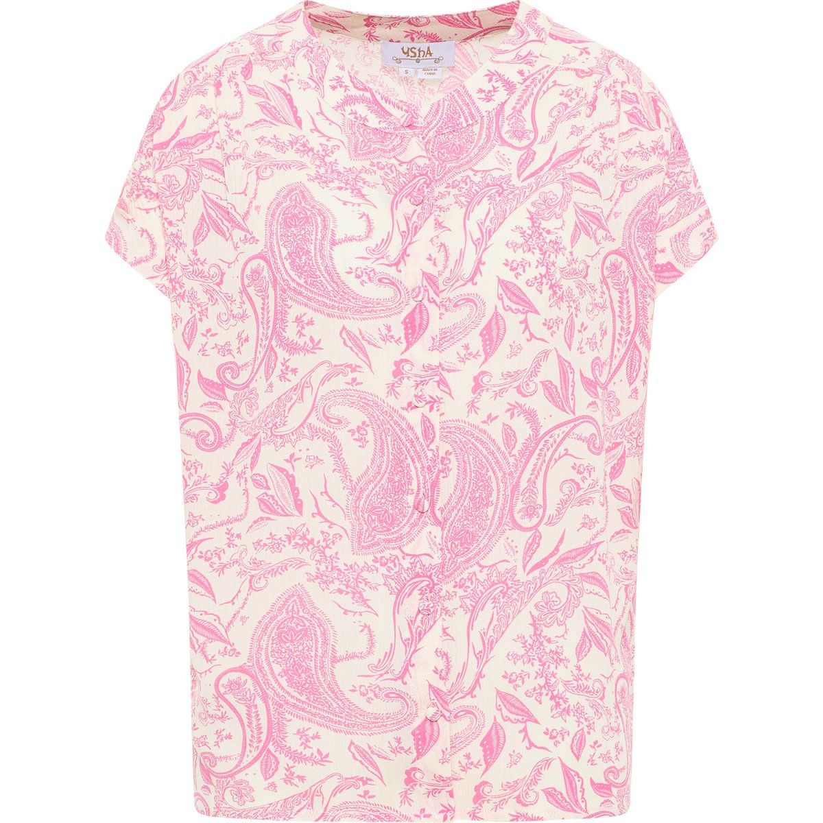 Leichte Kurzarmbluse mit Paisley-Print