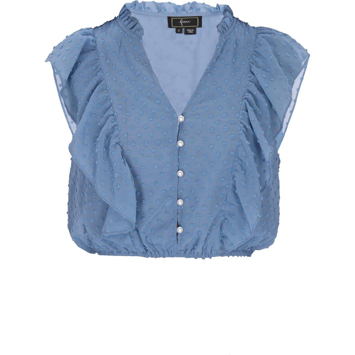 Romantische Dobby-Bluse mit Rüschen