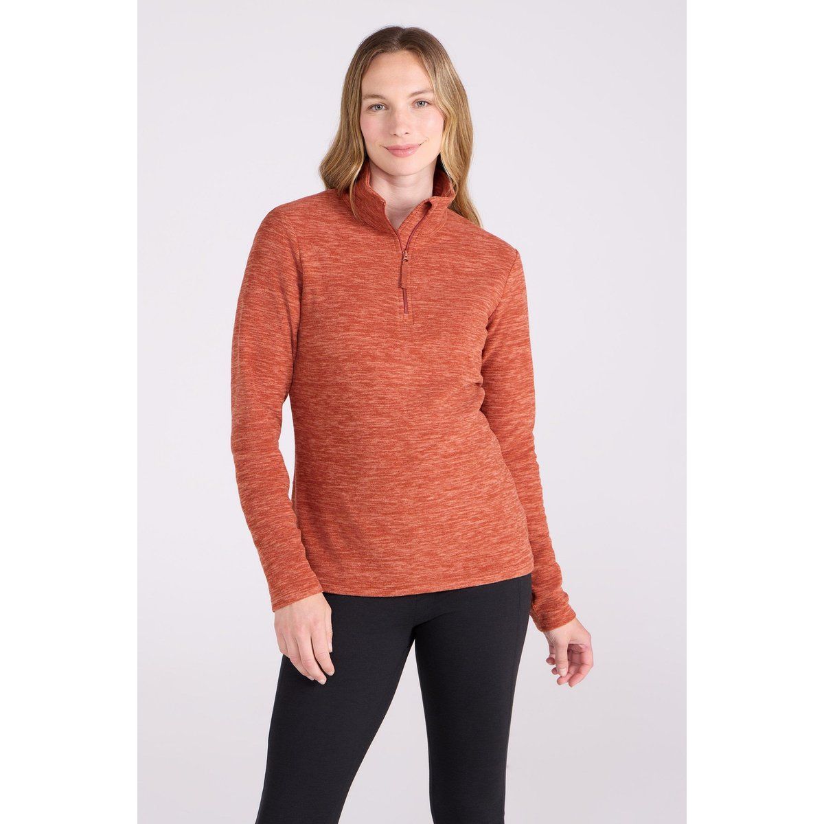 Melierter Microfleece mit Halbreißverschluss