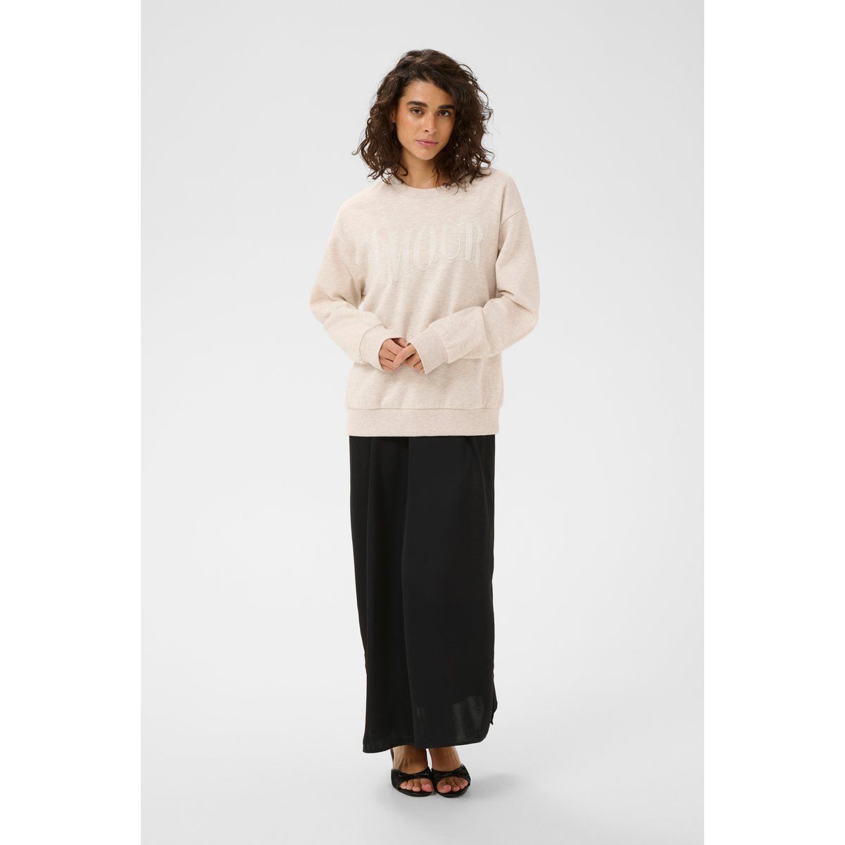 Locker geschnittenes verziertes Baumwoll-Sweatshirt