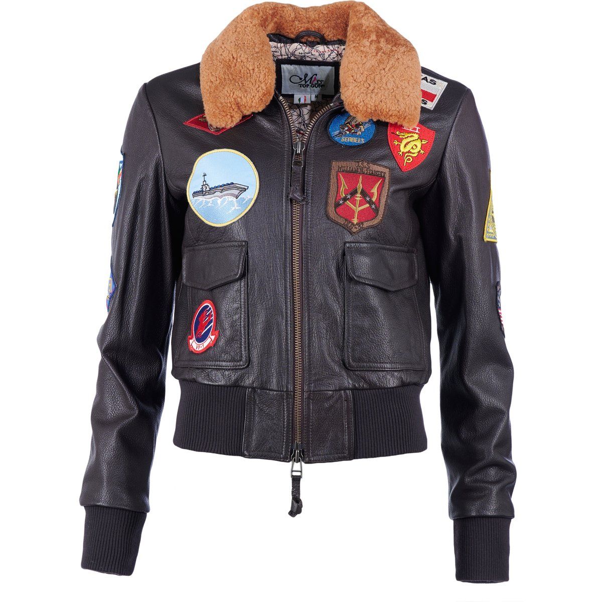 Bestickte Fliegerjacke aus Leder