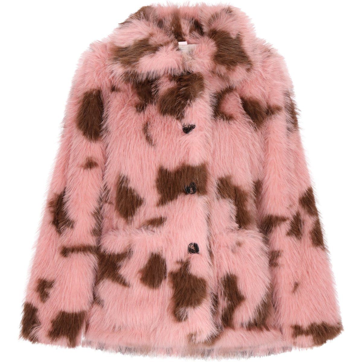 Oversized Webpelzjacke mit Kuhmuster