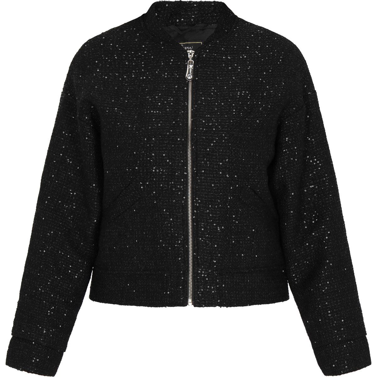 Elegante Bomberjacke mit Pailletten-Tweed