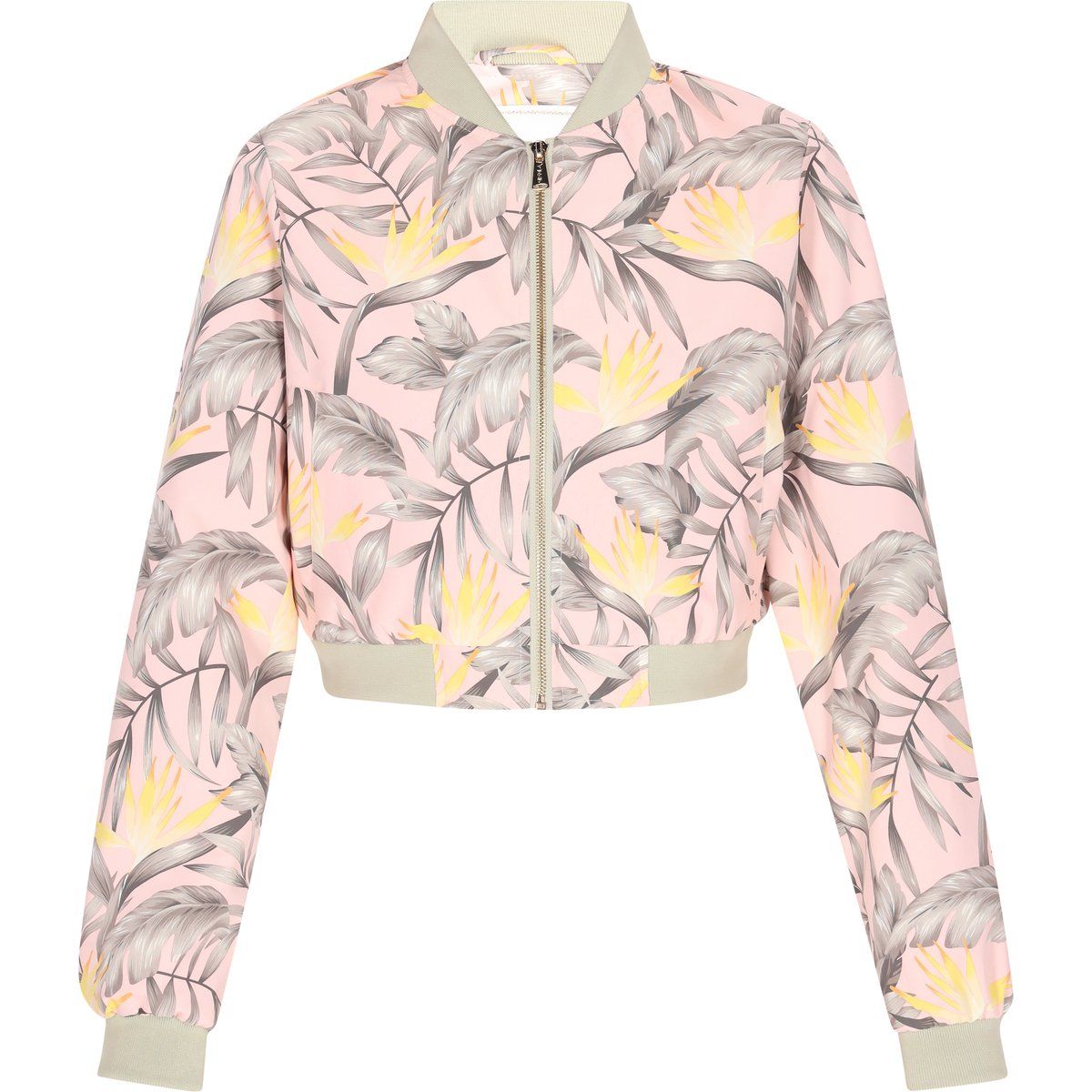 Cropped Bomberjacke mit Tropenprint