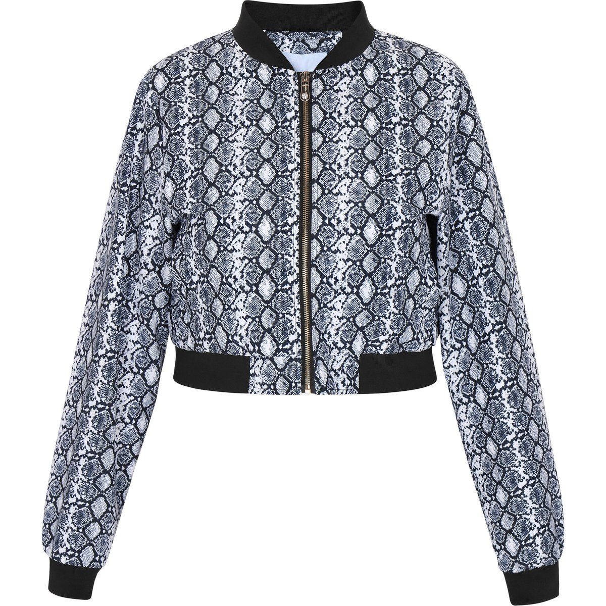 Cropped Bomberjacke mit Schlangenprint